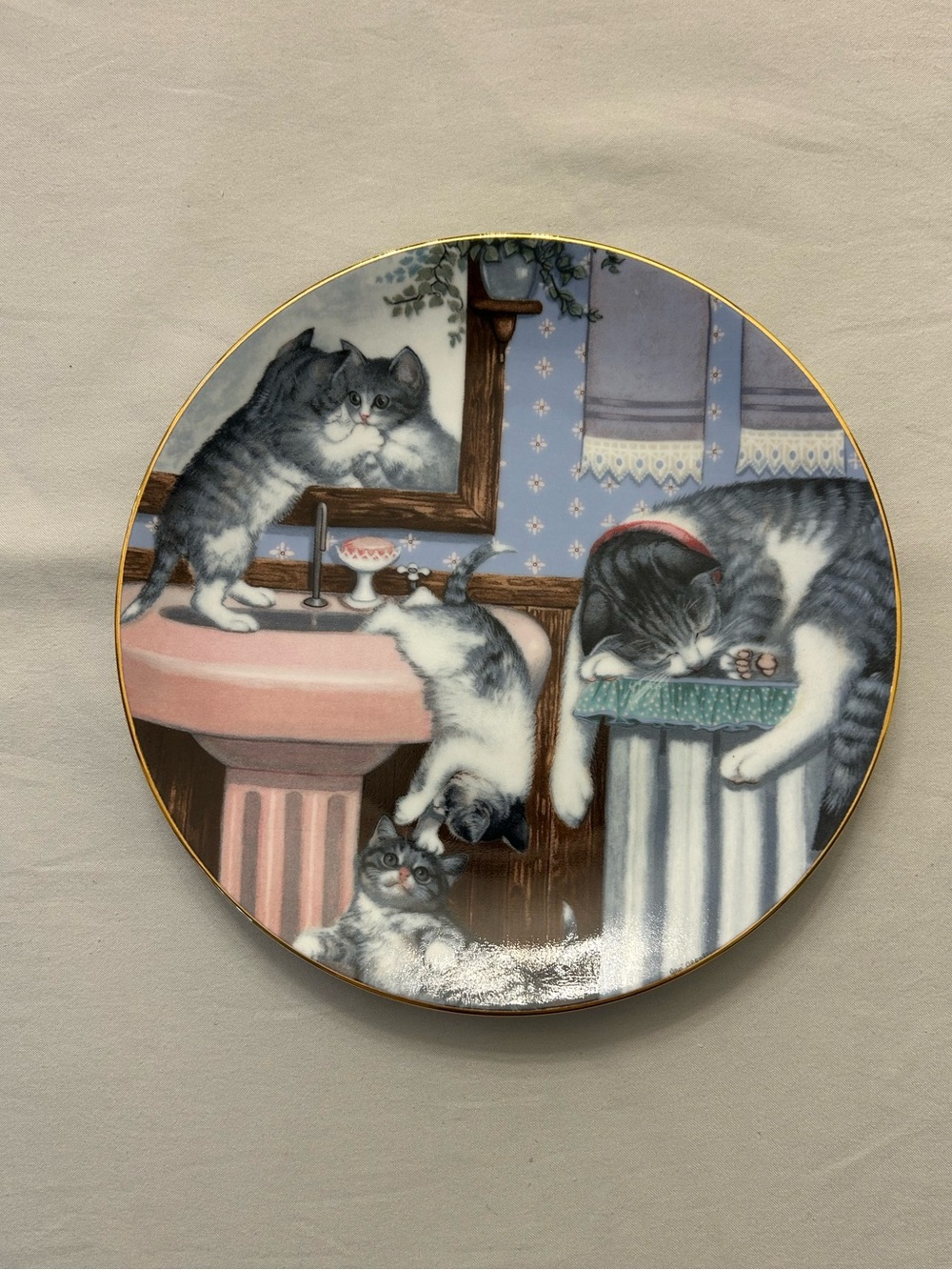 VTG 80s Cottagecore Porcelain Decorative Cat Plate from The Hamilton Collection